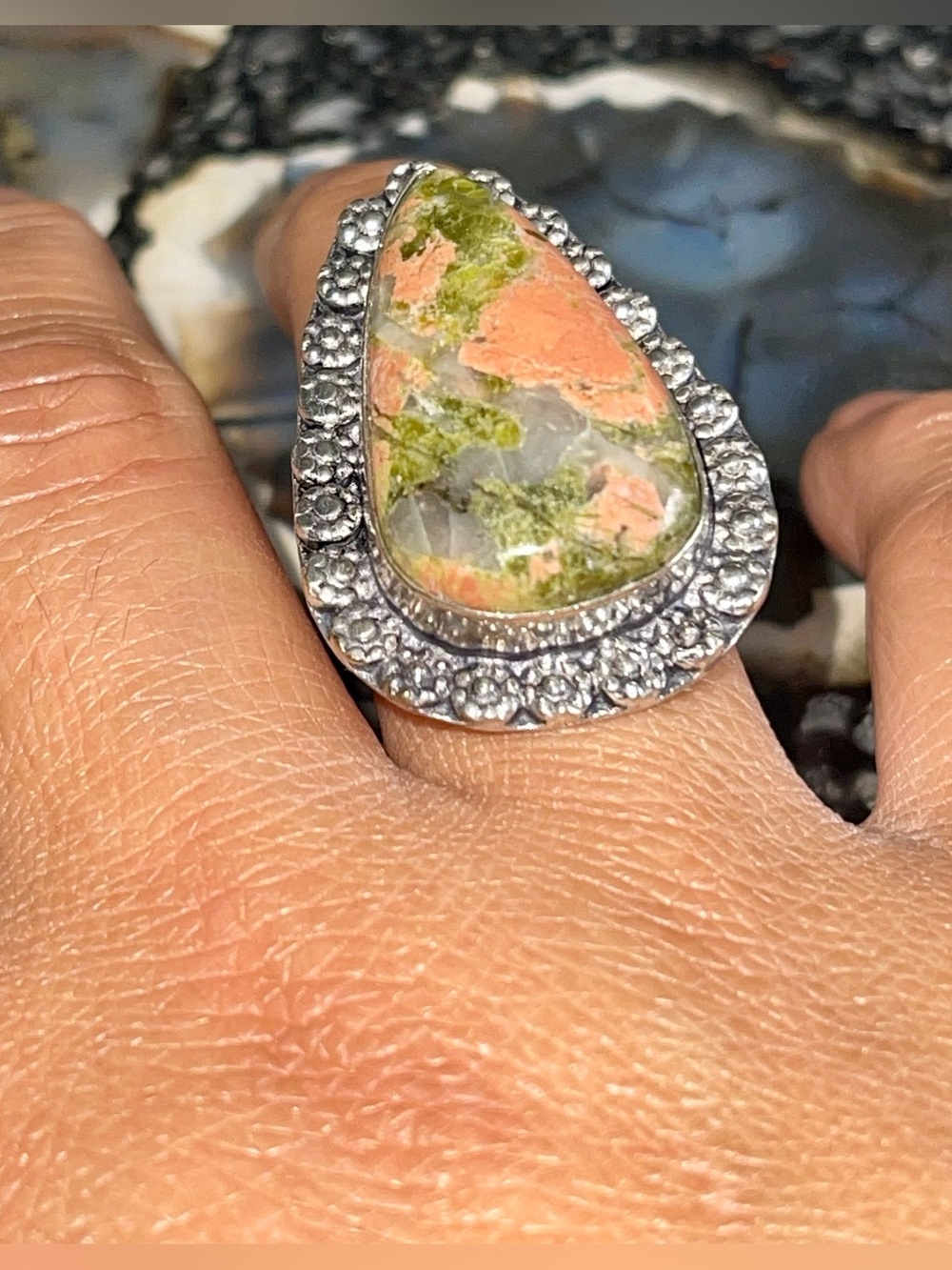 Unakite Jasper Ring Size 8